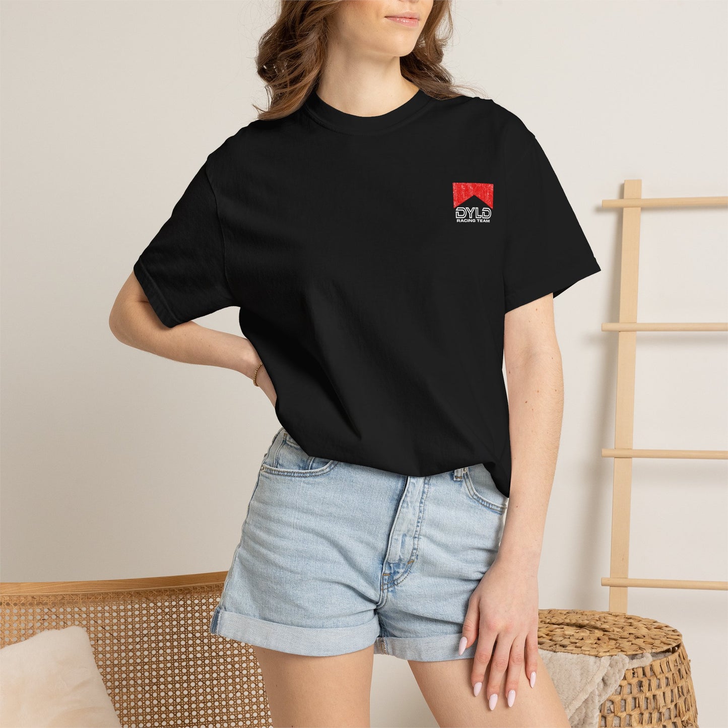 DYLD Racing Team T-Shirt — Black Garment-Dyed Motorsport Tee